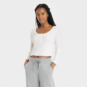 Women's Henley Sleep Crop Top - Colsie